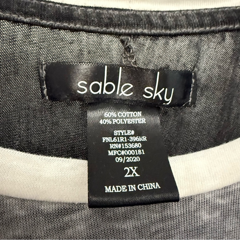 Sable Sky Gray and Black Long Sleeve Logo Shirt Size 2X - Picture 2 of 7